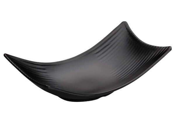 Winco WDM011-301, 8.5 x 4.5 -Inch Ardesia Miyu Melamine Spiral Rectangular Spiral Plate, Black, 24/CS (Discontinued)