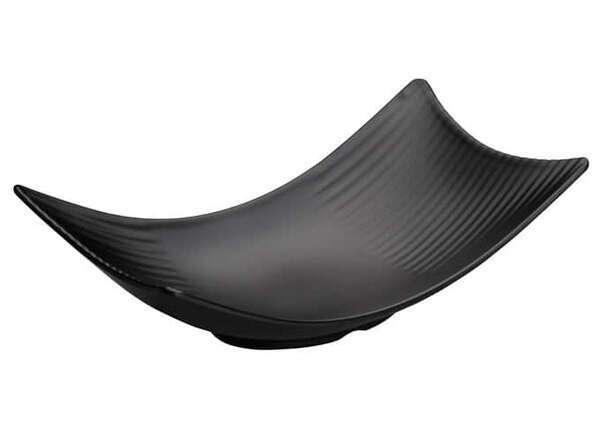 Winco WDM011-302, 10.5 x 5.54-Inch Ardesia Miyu Melamine Rectangular Spiral Plate, Black, 24/CS (Discontinued)