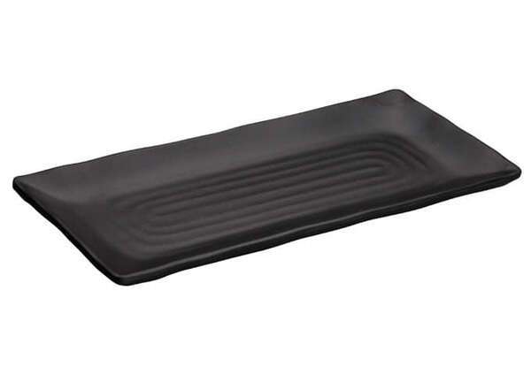 Winco WDM016-302, 10.5 x 4.5 -Inch Ardesia Konno Rectangular Spiral Melamine Plate, Black, 24/CS (Discontinued)