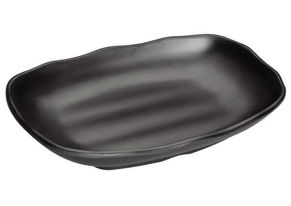 Winco WDM018-303, 10 x 6.12-Inch Ardesia Hiroto Rectangular Hammered Melamine Plate, Black, 24/CS (Discontinued)