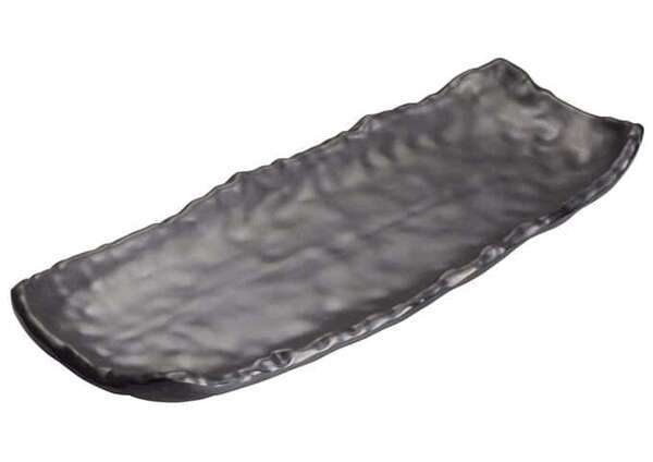 Winco WDM019-302, 12.5 x 5-Inch Ardesia Kaori Rectangular Hammered Melamine Platter, Black, 24/CS (Discontinued)