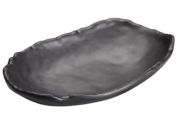 Winco WDM019-304, 8.75 x 5.75-Inch 8 Oz Ardesia Kaori Oval Hammered Melamine Bowl, Black, 24/CS (Discontinued)