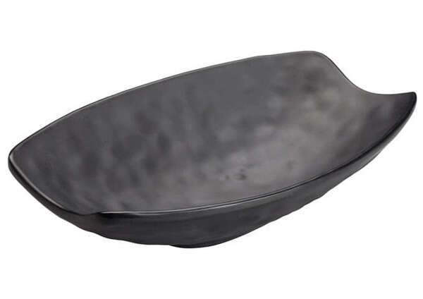 Winco WDM019-307, 10 x 6.25-Inch 16 Oz Ardesia Kaori Oval Hammered Melamine Bowl, Black, 24/CS (Discontinued)
