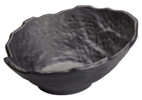 Winco WDM019-308, 9-Inch Dia 23 Oz Ardesia Kaori Angeled Hammered Melamine Bowl, Black, 12/CS (Discontinued)