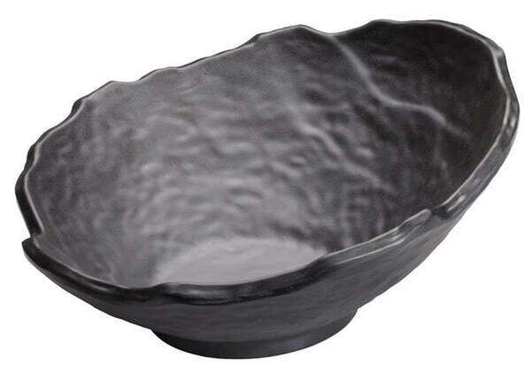 Winco WDM019-309 32 Oz 11-Inch Ardesia Kaori Black Hammered Melamine Angeled Bowl, DZ (Discontinued)