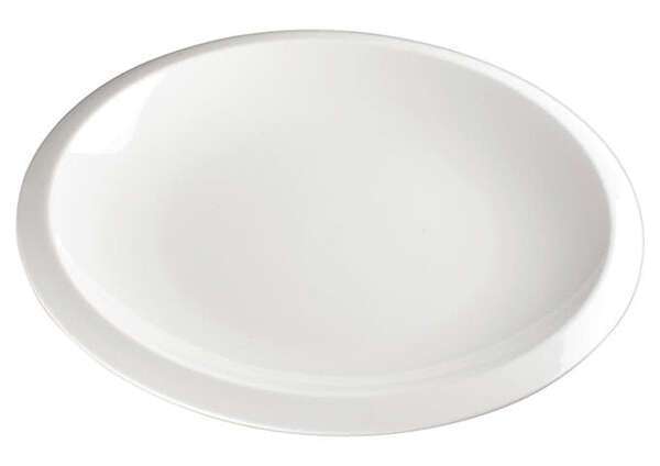 Winco WDP006-203, 12.5-inch length Ardesia Bergomi Porcelain Oval Plate, Creamy White, 12/CS (Discontinued)