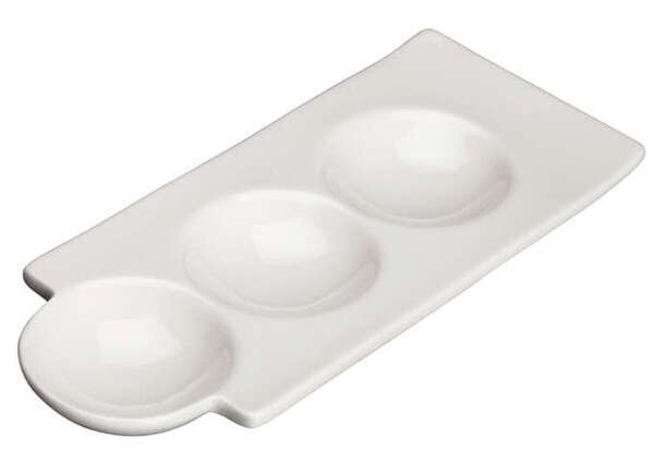 Winco WDP017-107, 9.5-Inch 6 Oz Ardesia Loures Porcelain Trio Dish, Bright White, 36/CS (Discontinued)