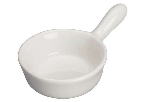 Winco WDP021-101, 2.5-Inch Dia 1.1 Oz Ardesia Mescalore Porcelain Mini Dish with Handle, Bright White, 36/CS (Discontinued)