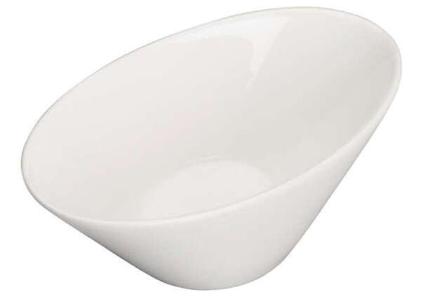 Winco WDP021-108, 2.5-Inch Dia 3 Oz Ardesia Mescalore Porcelain Angeled Oval Mini Dish, Bright White, 36/CS (Discontinued)