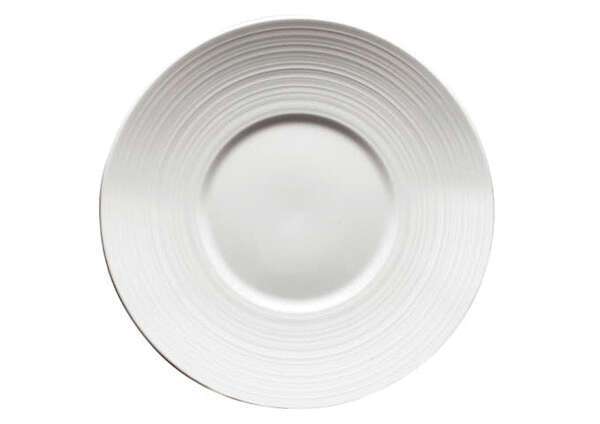 Winco WDP022-108, 10-Inch Dia Ardesia Zendo Porcelain Wide Rim Plate, Bright White, 24/CS (Discontinued)