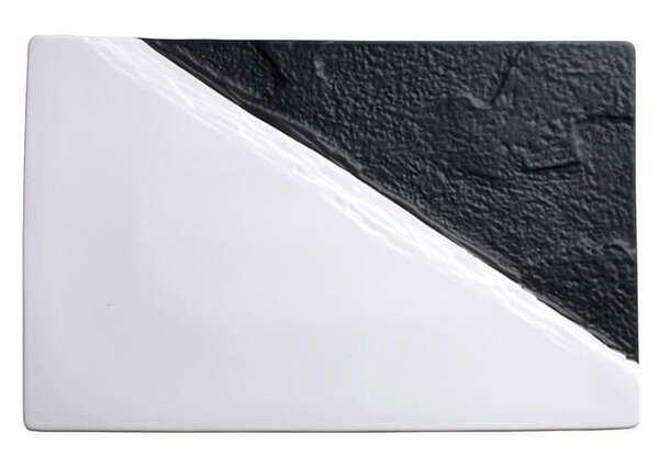 Winco WDP023-203, 15.5 x 10-Inch Ardesia Visca Porcelain Rectangular Platter, Black&White, 2/CS (Discontinued)