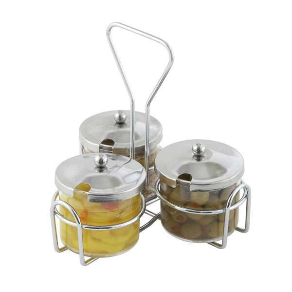 - WH-4, Chrome Wire Holder for 3 Condiment Jars