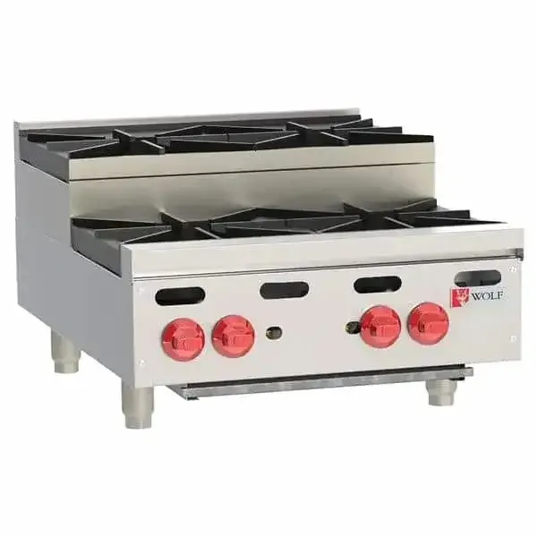 Wolf AHP424U, 24-Inch 4 Burner Step Up Countertop Gas Hot Plate - 110000 BTU