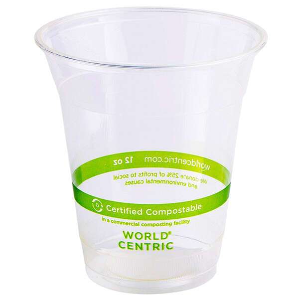 World Centric CP-CS-12, 12 Oz Clear PLA Cold Cups, 1000/CS
