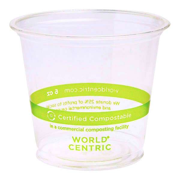 World Centric CP-CS-6, 6 Oz Clear PLA Cold Cups, 2000/CS