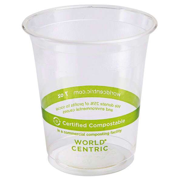 World Centric CP-CS-7, 7 Oz Clear PLA Cold Cups, 2000/CS