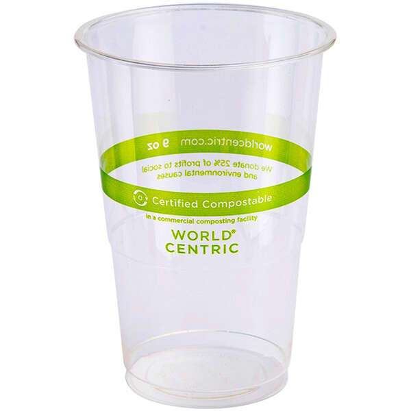 World Centric CP-CS-9, 9 Oz Clear PLA Cold Cups, 2000/CS