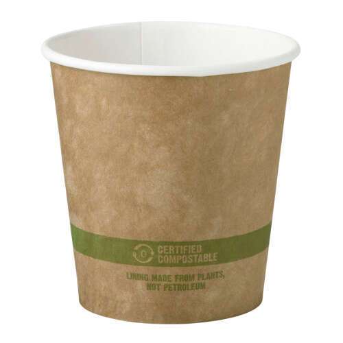 World Centric CU-PA-10-K 3.5x3.6-Inch 10 Oz Kraft Paper Compostable Hot Cup, 1000/CS