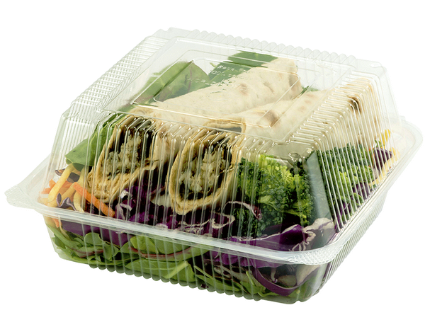 World Centric KL-CS-7, 6.75x6.75x3-Inch Clear Ingeo Hinged Clamshell, 250/CS, ASTM, BPI