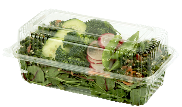 World Centric KL-CS-95, 9x5x3 Clear Ingeo Hinged Clamshell, 250/CS, ASTM, BPI