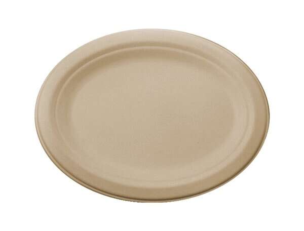 World Centric PL-SC-U10O, 9-Inch Oval Fiber Plate, 500/CS, ASTM D6400, BPI, USDA