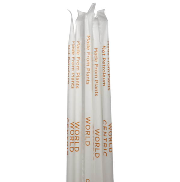 World Centric ST-CS-8W-X Ingeo 7.9-Inch White Wrapped Jumbo Bio Straws, 100/CS (Discontinued)