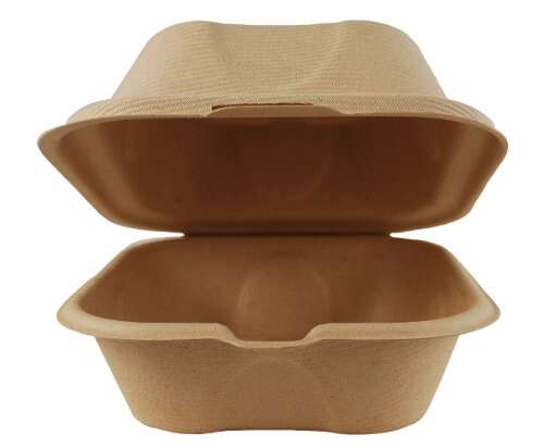 World Centric TO-SC-U15B, 6x6x3-Inch Fiber Hinged Container, 500/CS, ASTM D6400, BPI, USDA