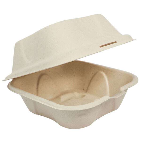 World Centric TO-SC-U15B-LF, 6x6-inch Beige Burger Boxes, 500/CS