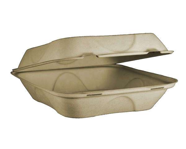 World Centric TO-SC-U9, 9x9x3-Inch Fiber Hinged Container, 300/CS, ASTM D6400, BPI, USDA