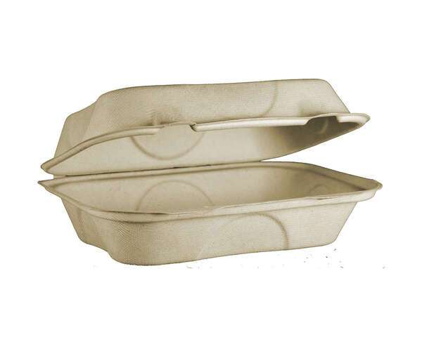 World Centric TO-SC-UHB, 9x6x2.5-Inch Fiber Hinged Container, 500/CS, ASTM D6400, BPI, USDA