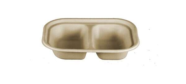 World Centric TR-SC-U8D, 8x6x1.5-Inch 2-Compartment Fiber Tray, 400/CS, ASTM D6400, BPI, USDA