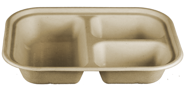 World Centric TR-SC-UT, 8x6x1.5-Inch 3-Compartment Fiber Tray, 500/CS, ASTM D6400, BPI, USDA