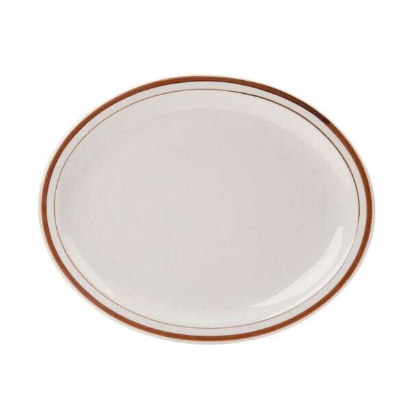 Yanco BR-13 11.5x9.5-Inch Porcelain Speckled Platter, DZ