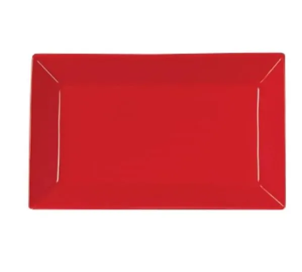 Yanco CA-210RD, 10&rdquo;x7&rdquo; Carnival Red Rectangular China Plate, 24/CS