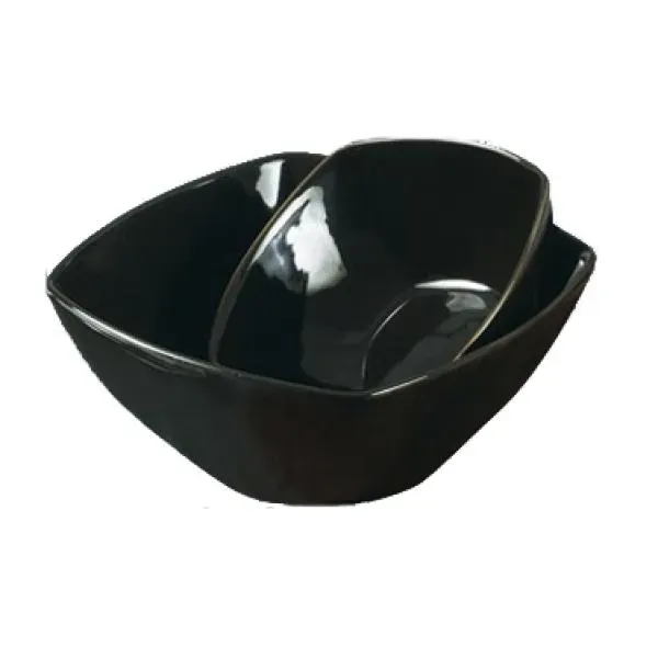 Yanco CA-407BK, 32 Oz Square Black China Carnival Salad Bowl, 24/CS