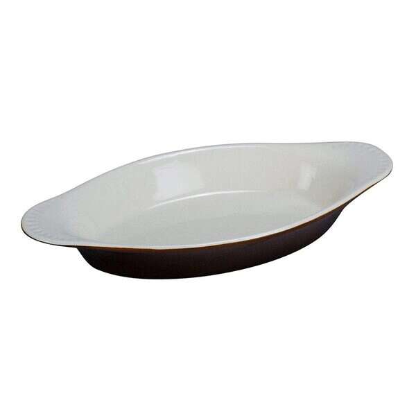 Yanco CO-15-B 15 Oz 10.75x5.5x1.5-Inch Porcelain Welsh Rabbit Oval Brown China Dish, 36/CS
