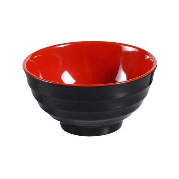 Yanco CR-566 24 Oz Black&Red Melamine Noodle Bowl, 48/CS