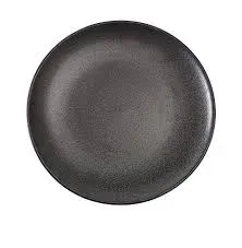 Yanco DB-112 12x1.375-Inch Porcelain Diamond Black Coupe Shape Round Plate, DZ