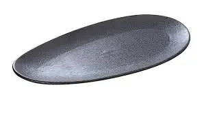 Yanco DB-316 16x7.5x1-Inch Porcelain Diamond Black Leaf Shape Plate, DZ