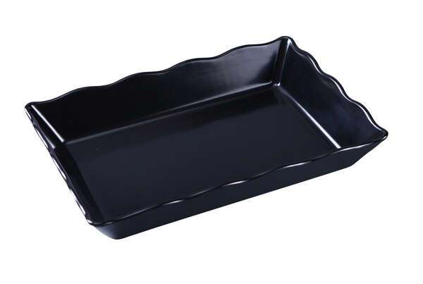 Yanco DC-6114B 14x9.5x2-Inch Deli Scallop Edged Black Melamine Display Tray, 6/CS