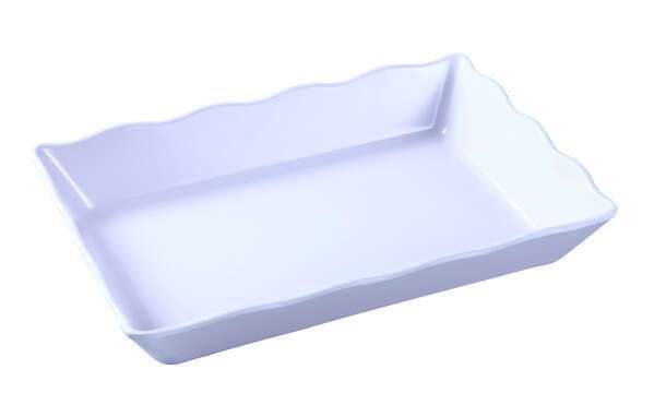 Yanco DC-6114W 14x9.5x2-Inch Deli Scallop Edged White Melamine Display Tray, 6/CS