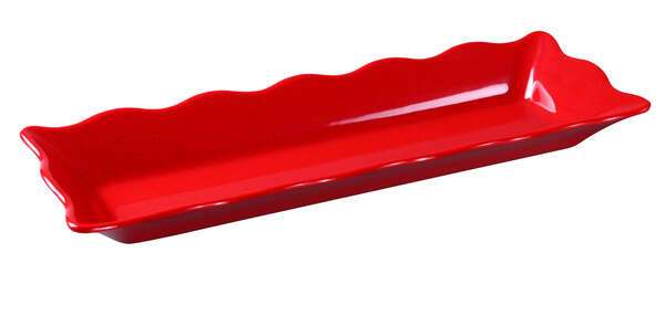Yanco DC-6117R 17.5x6.25x2-Inch Deli Scallop Edged Red Melamine Display Tray, 6/CS