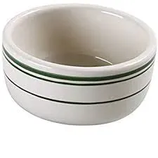 Yanco GB-95 9.5 Oz 4.375-Inch Porcelain Green Band Jung Bowl, 36/CS