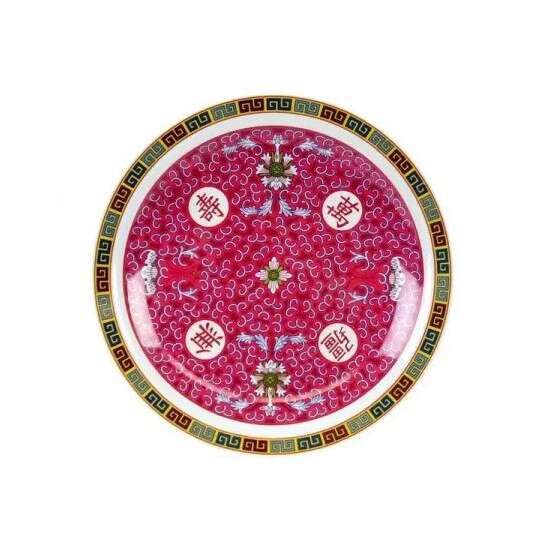 Yanco LG-1010 10-Inch Longevity Asian Style Melamine Red Round Plate, 24/CS