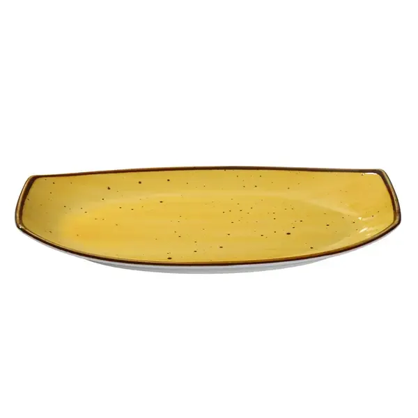 Yanco LY-213YL 13x7.375x1.5-Inch Lyon Yellow Porcelain Rectangular Yellow Plate, DZ