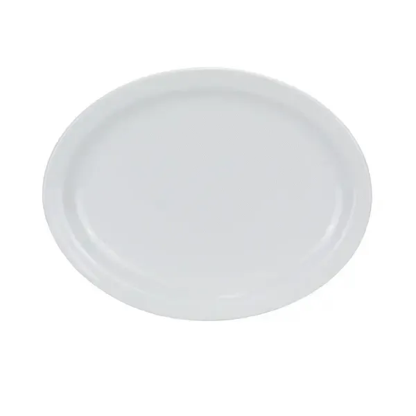 Yanco MA-12 10x8-Inch Mayor Porcelain Round White Platter With Narrow Rim, 24/CS