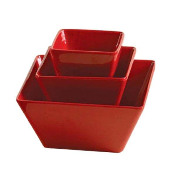 Yanco ME-407 2 Qt Mexico Melamine Square Red Bowl, 48/CS