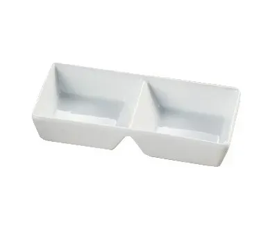 Yanco ML-727 6 Oz Each 7.875x4x1.375-Inch Mainland Porcelain Rectangular White Two Divided Tray, 36/CS