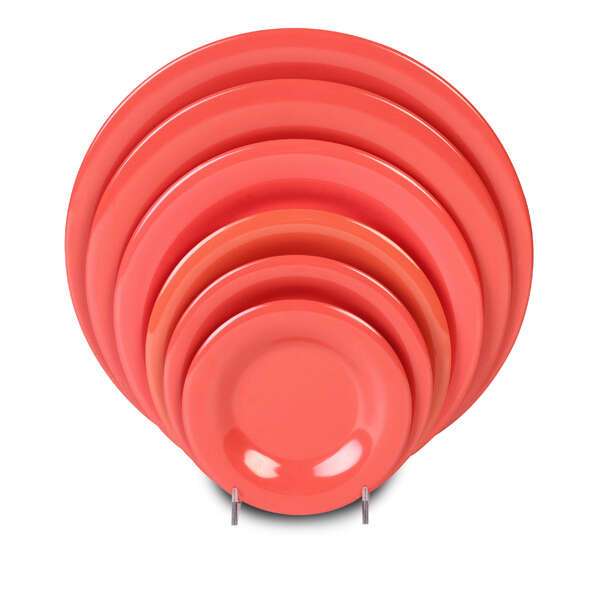 Yanco MS-009RD 9-Inch Milestone Melamine Wide Rim Round Orange Red Plate, 24/CS