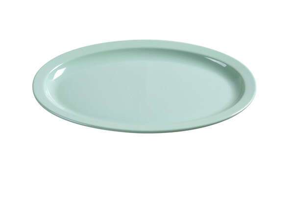 Yanco NS-510G 9.75x6.75-Inch Nessico Melamine Oval Green Platter With Narrow Rim, 24/CS
